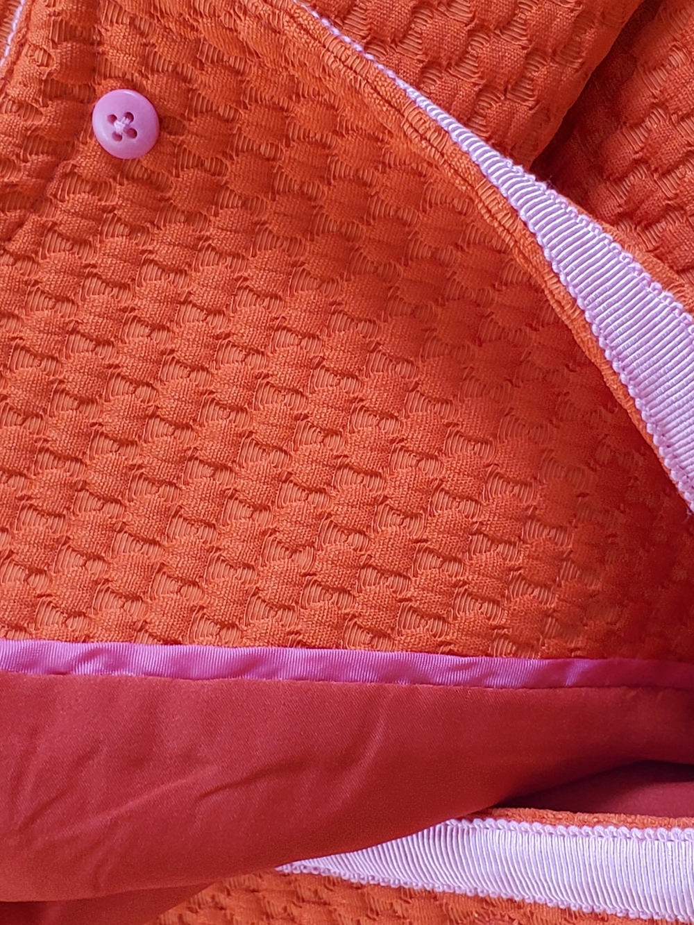 J. Crew Jcrew Womens Orange Quilted Jacket with Pink Grograin Trim Size 6 - Picture 7 of 10